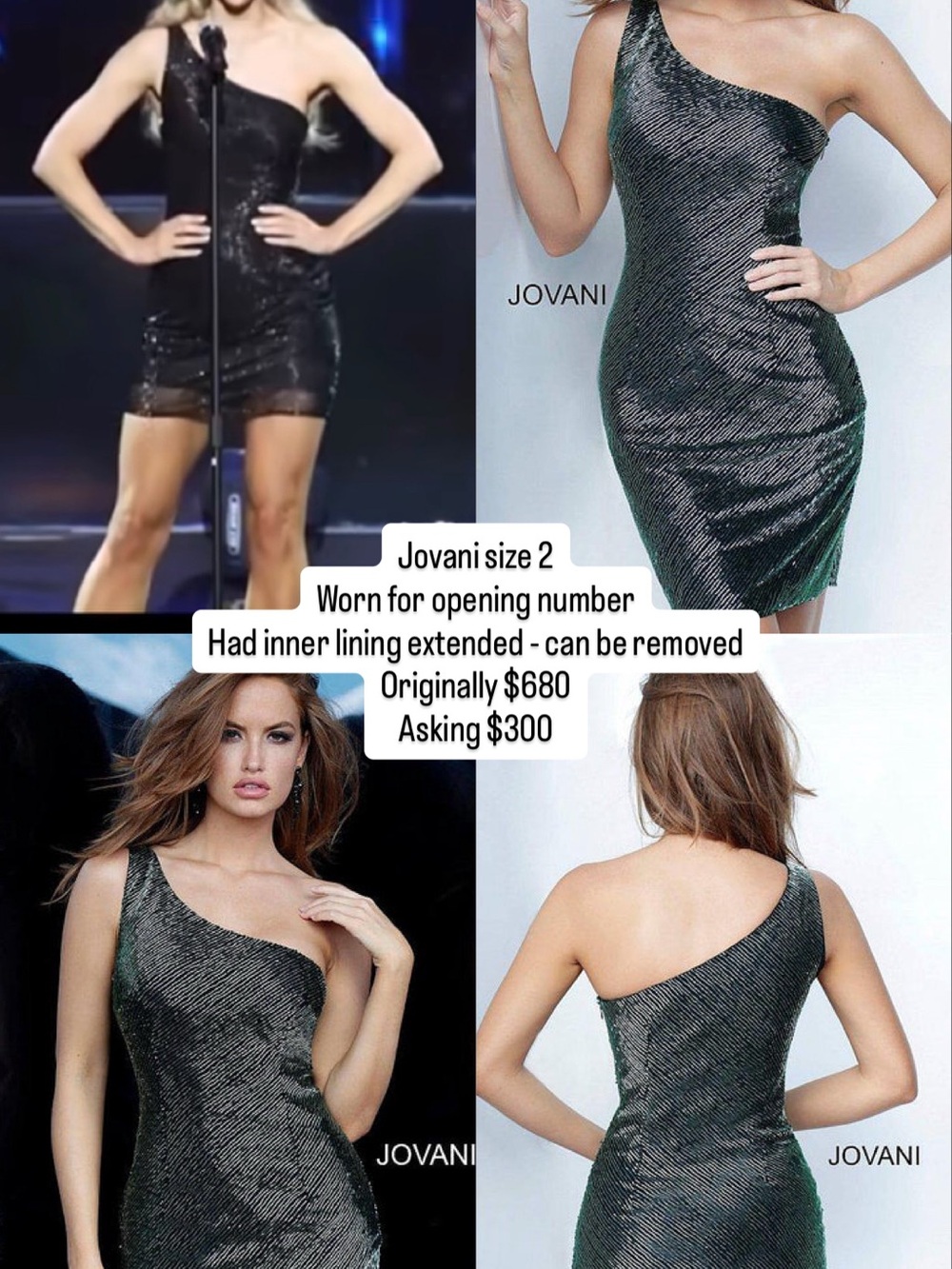 Jovani One-Shoulder black Shimmer Dress